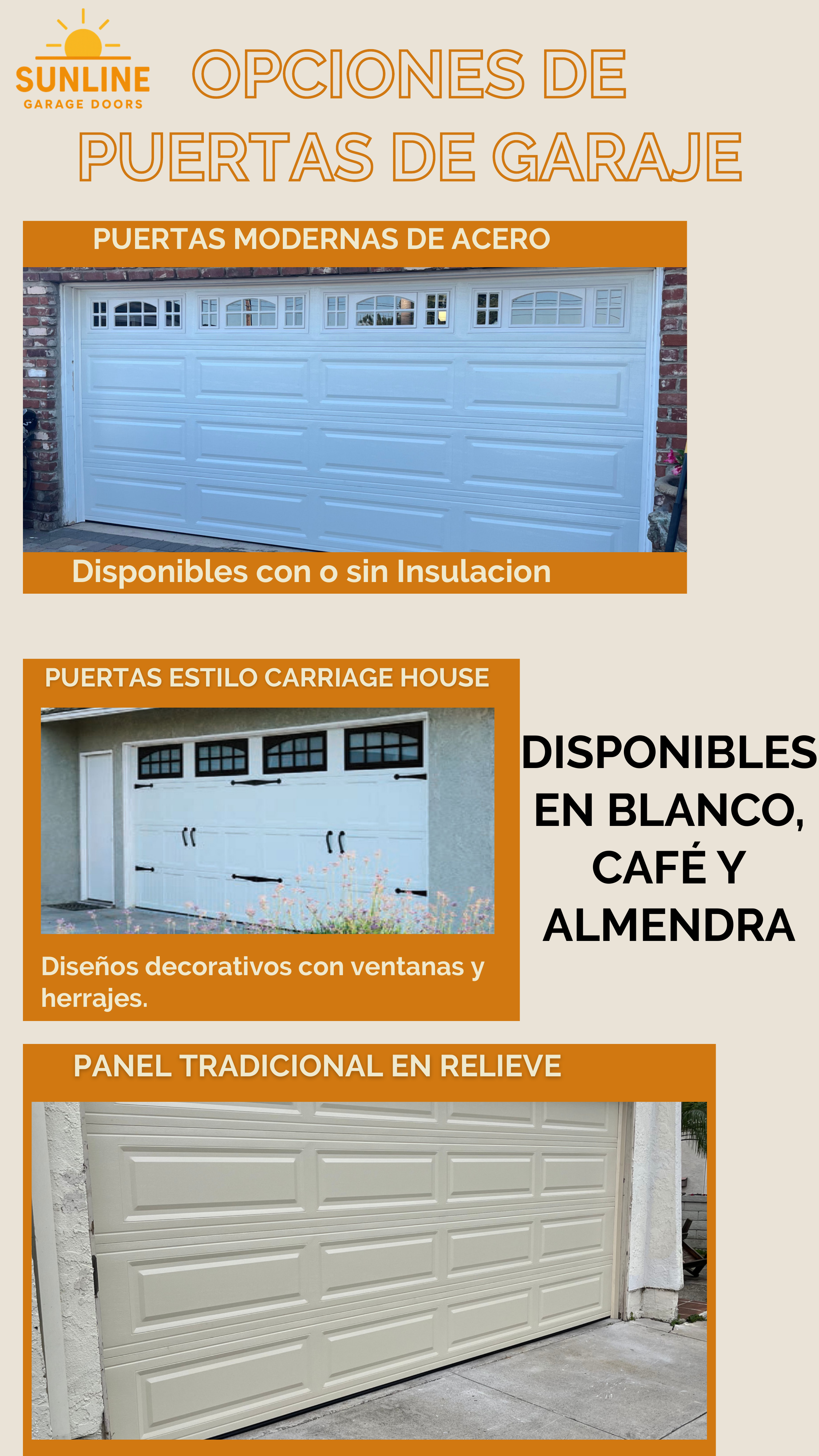 Opciones de puertas de garaje