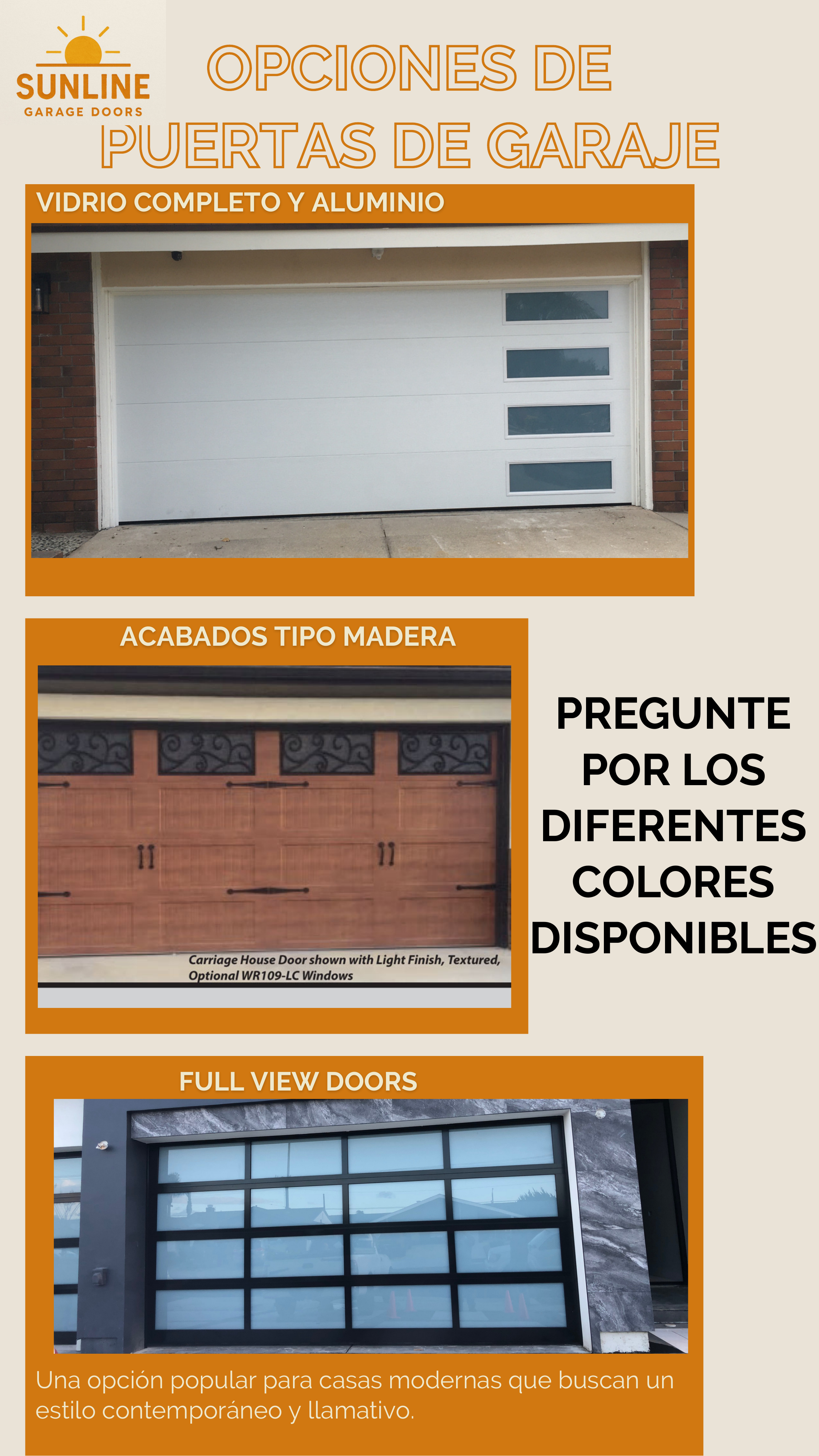 Puertas modernas y acabados para puertas de garaje